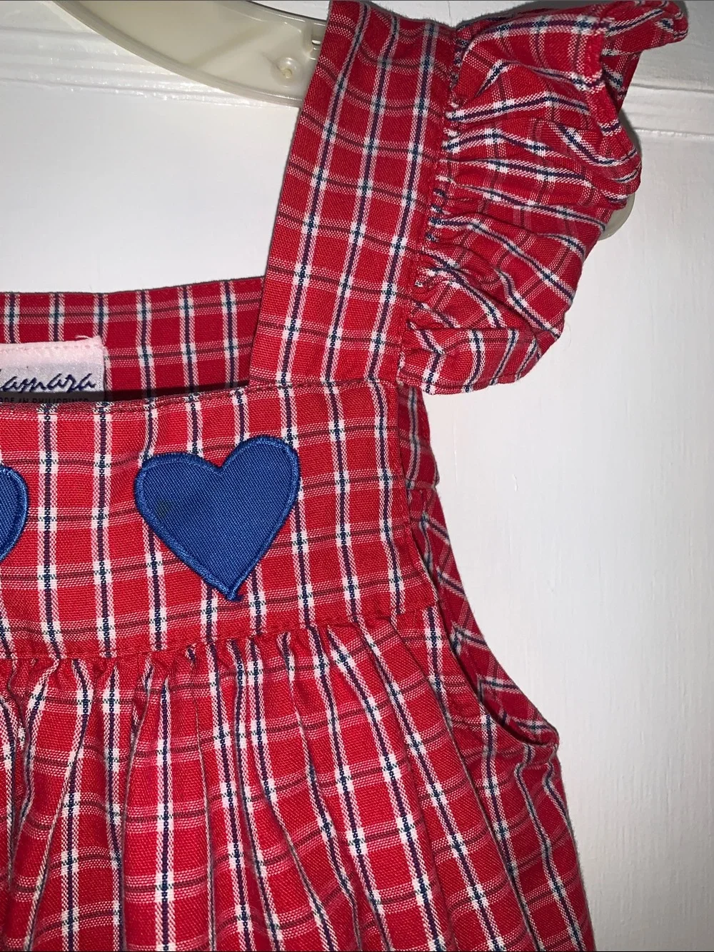 Samara Red Ruffle Sleeves Watering Can Dress 6X Hearts Sundress